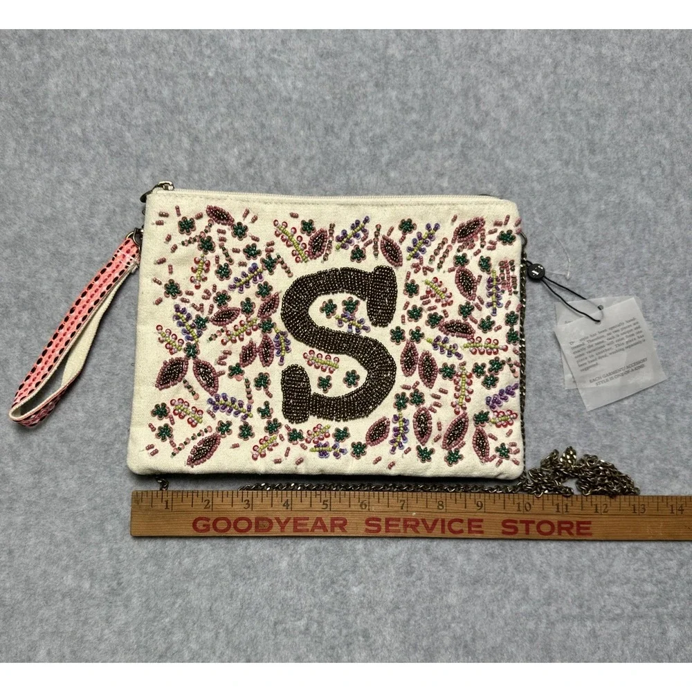 America & Beyond Anthropologie Beaded Embellished‎ Crossbody Letter 